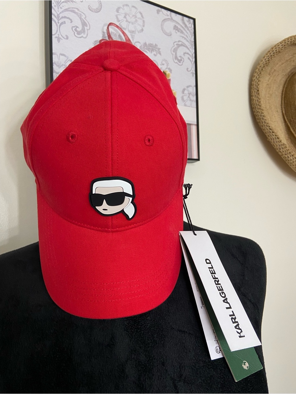 Karl Lagerfeld  Men Bright Red Logo Baseball Cap